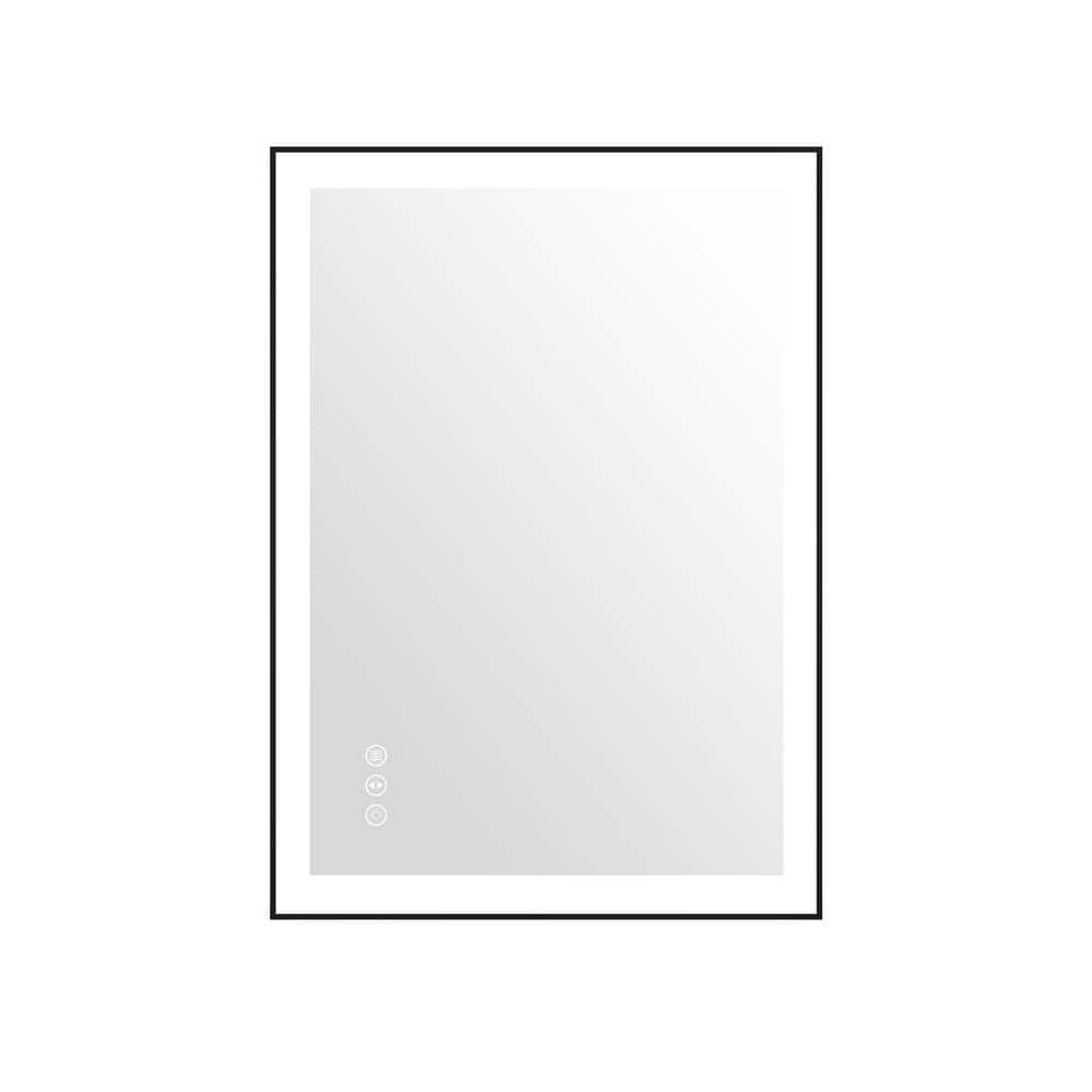 28" x 20" Black Aluminum Rectangular LED Bathroom Mirror