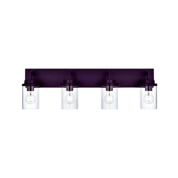 Sunpez 31 in. W 4-Light Bathroom Vanity Light Fixtures Wall Sconces with Clear Glass Shade for Hallway Bedroom Living Room (C)