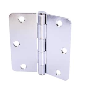 3-1/2 in. x 1/4 in. Chrome Radius Squeak-Free Door Hinge (3-Pack)