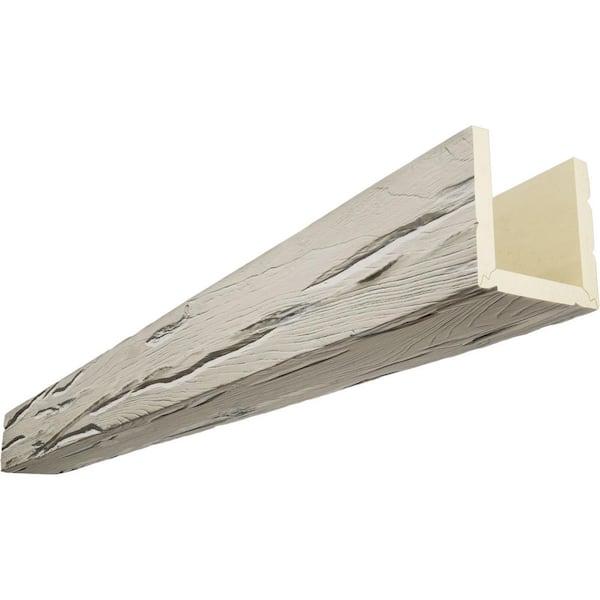 Ekena Millwork Endurathane 12 in. H x 12 in. W x 8 ft. L Riverwood Driftwood Faux Wood Beam