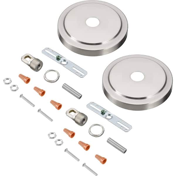 Unbranded 5-1/2 in. Dia Collar Loop and 1 in. center hole BrushedNickel Finish Transitional Chandelier Fixture Canopy Kit (2-Pack)