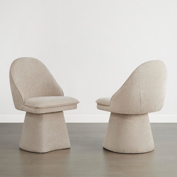 Cora Khaki Fabric Upholstered Swivel Modern Dining Chair with Wood Frame for Diningroom Livingroom (Set of 2)