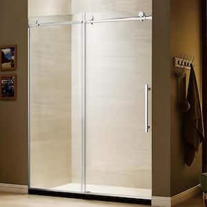 60 in. x 79 in. Frameless Stainless Steel Sliding Shower Door in Chrome