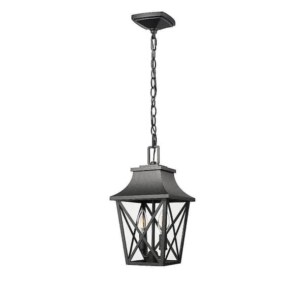 1-Light Black Aluminum Outdoor Weather Resistant Post Light with No Bulb Included, Pendant Light Fixture (1-Pack)