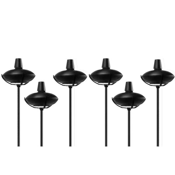 55 Inch Black Metal Solar Home Garden Torch Outdoor Decor Adjustable Height 3 Prong Stake 6 Pack