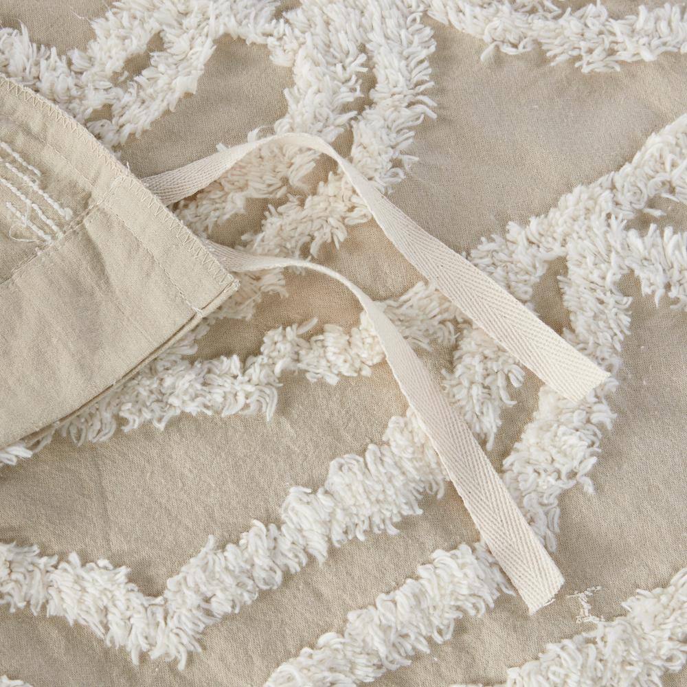 Taupe Cotton Chenille Medallion Queen Duvet Cover Set