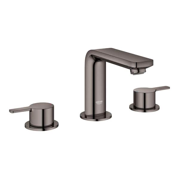 GROHE Lineare 8 in. Widespread 2-Handle Mid-Arc 1.2 GPM Bathroom Faucet with Drain Assembly in Hard Graphite