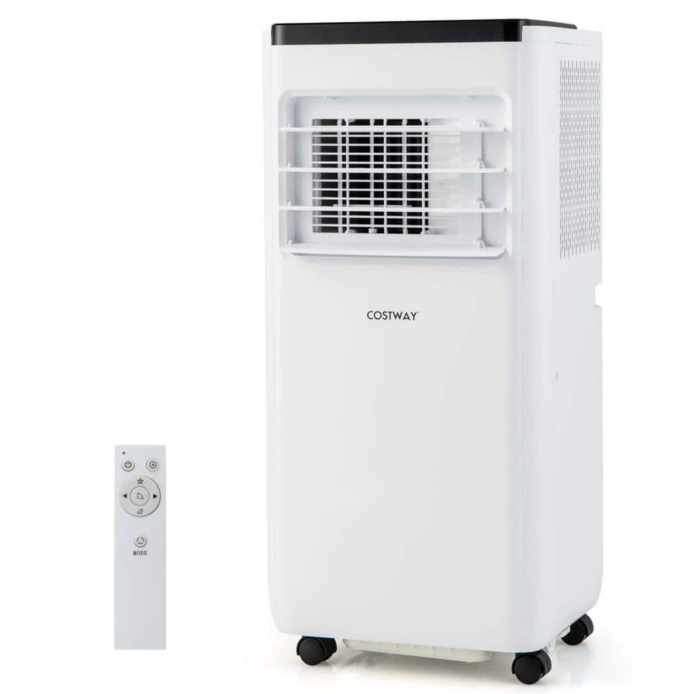 Costway 5000 (DOE) BTU Portable Air Conditioner Cools 250 sq. ft. with Dehumidifier in White