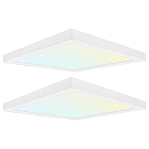 18-Watt 9 in. 1200 Lumens Square 3 Color Selectable LED 3000K/4000K/5000K Flush Mount Dimmable Fixture (2-Pack)