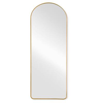 65 in. x 22 in. Modern Full Length Arch Mirror Metal Framed Decorative Mirror in Gold