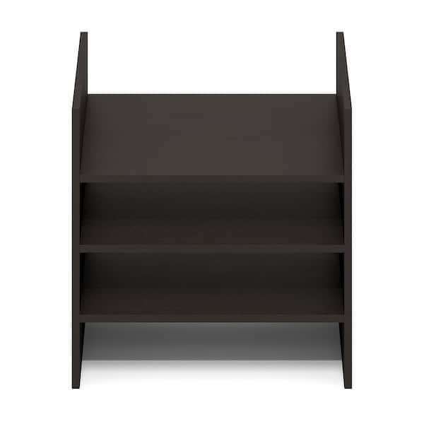 Furinno CUBICLE 12.9 in. Tall Dark Oak Wood 3-Shelf Bookcase