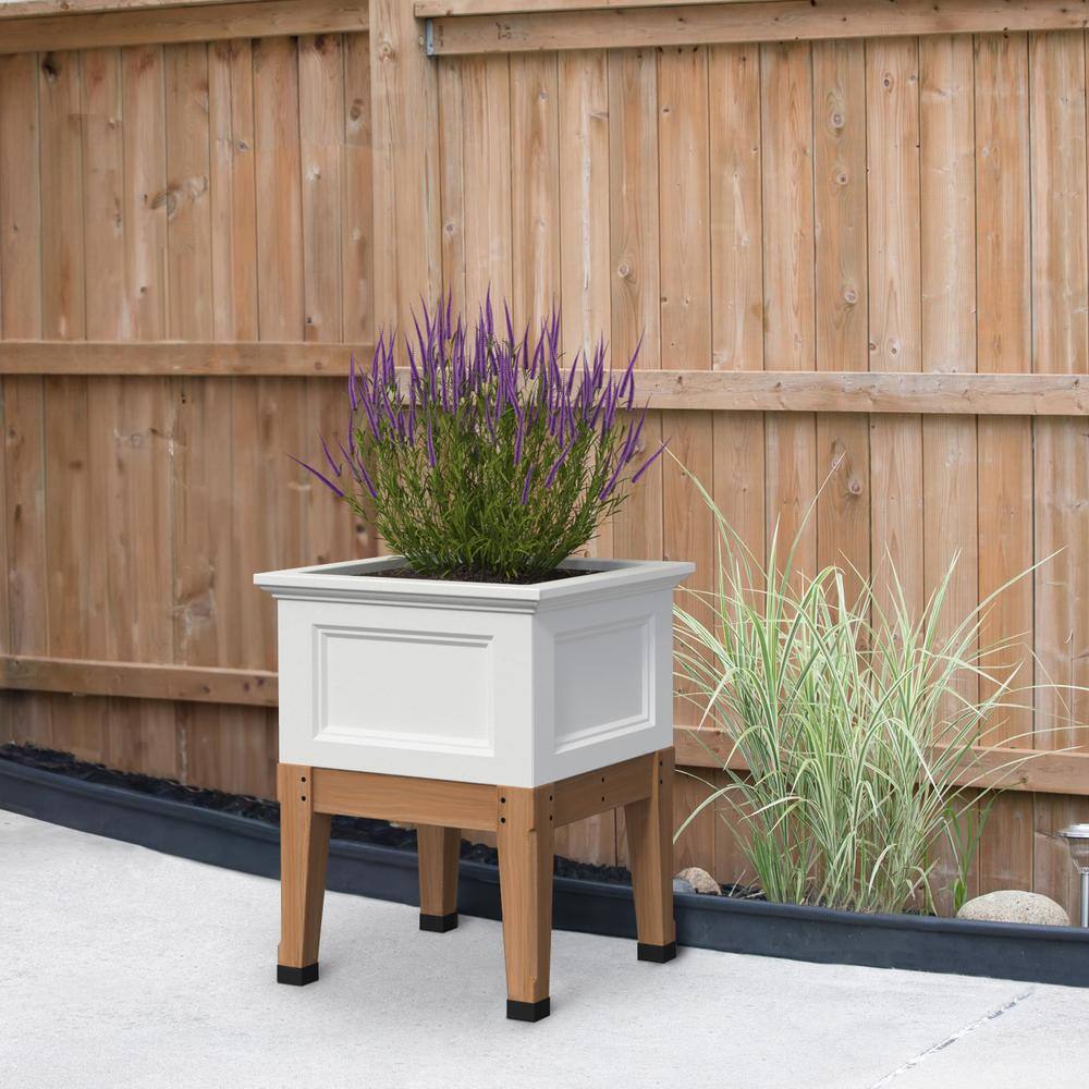 Fairfield 24x24 White Plastic and Wood Elevated Garden Bed