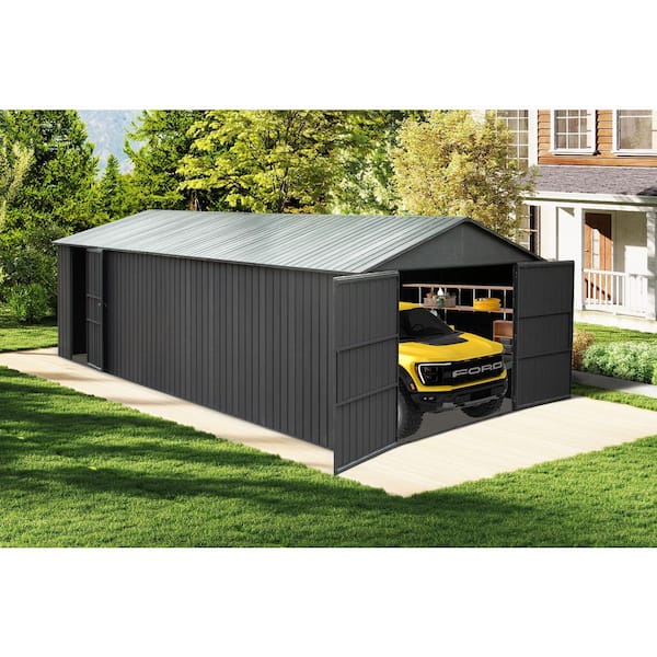 Mondawe 12 ft. W x 20 ft. D x 8.5 ft. H Dark Gray Roof Metal
