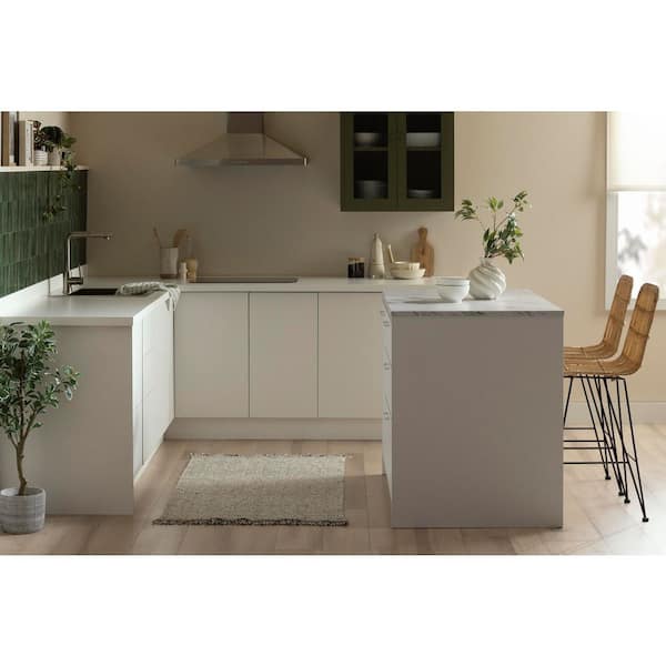 Myro Faux White Marble and White 46.75 in. Kitchen Island