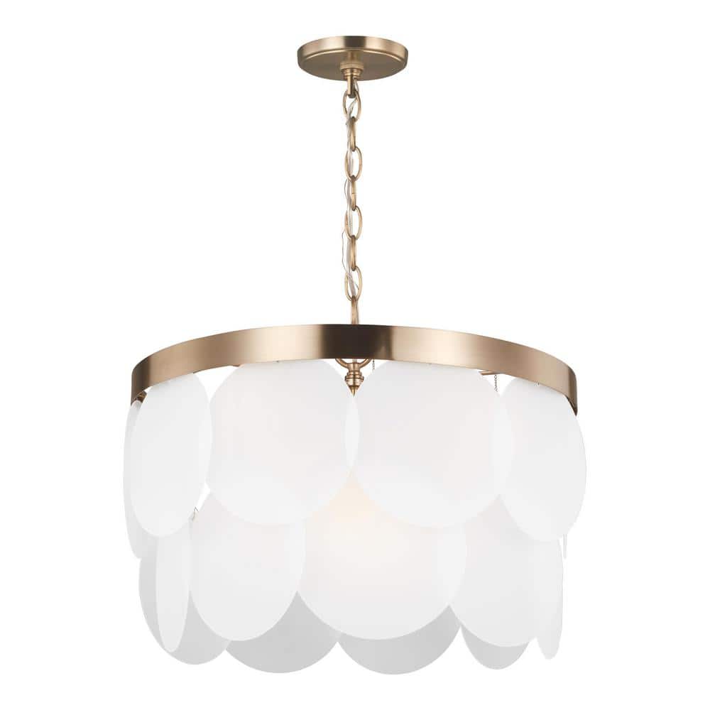 Satin Bronze and Glass 6-Light Round Pendant