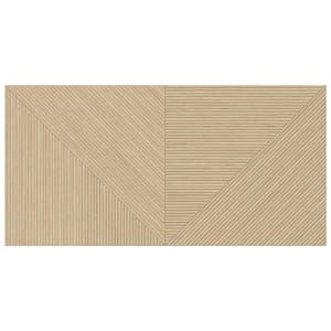 Luxury Ribbed Oak 4 in. x 0.41 in. Matte Porcelain Wall Tile Sample