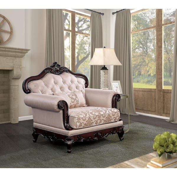 Furniture of America Noel Brown Fabric Accent Armchair with Tufting