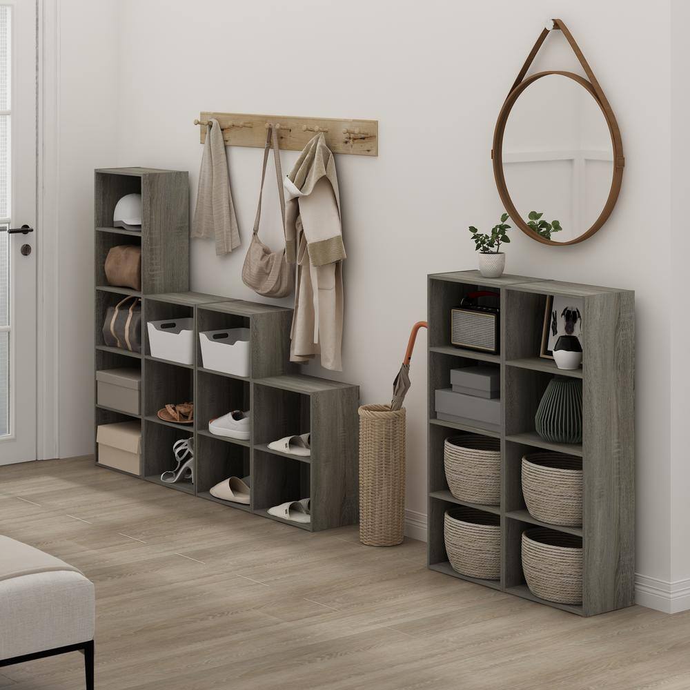 Gray 4-Tier Composite Wood Open Bookcase