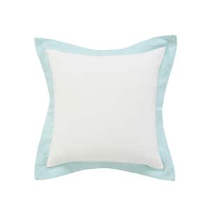 Empire White /Icy Blue Border Soft Poly-Fill 20 in. x 20 in. Indoor Throw Pillow