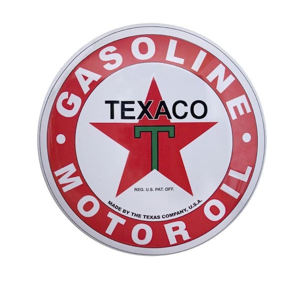 Dome Shaped Metal Wall Art Sign-Bar, Man Cave, Garage, Game Room, Bedroom & More (Texaco)Black/Red/White, 15" H x 15" L