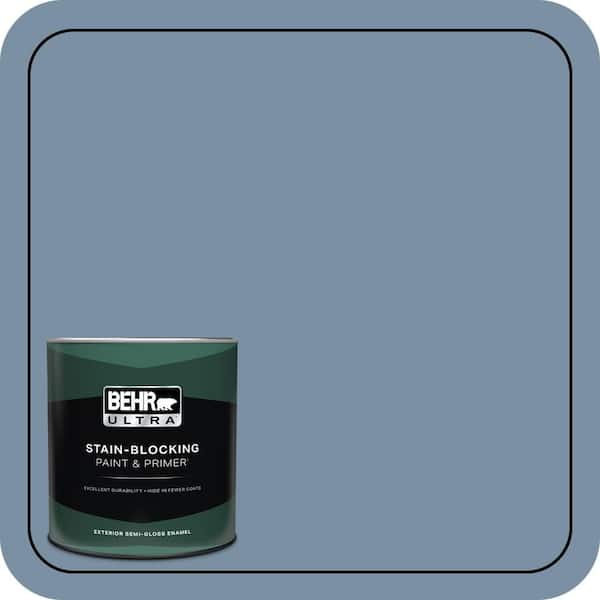 BEHR ULTRA 1 qt. #S510-4 Jean Jacket Blue Semi-Gloss Enamel Exterior Paint & Primer