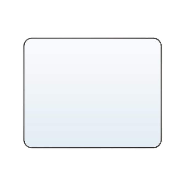 FORCLOVER 40 in. W x 32 in. H Rectangular Anodized Aluminum Framed Wall Bathroom Vanity Mirror in Black