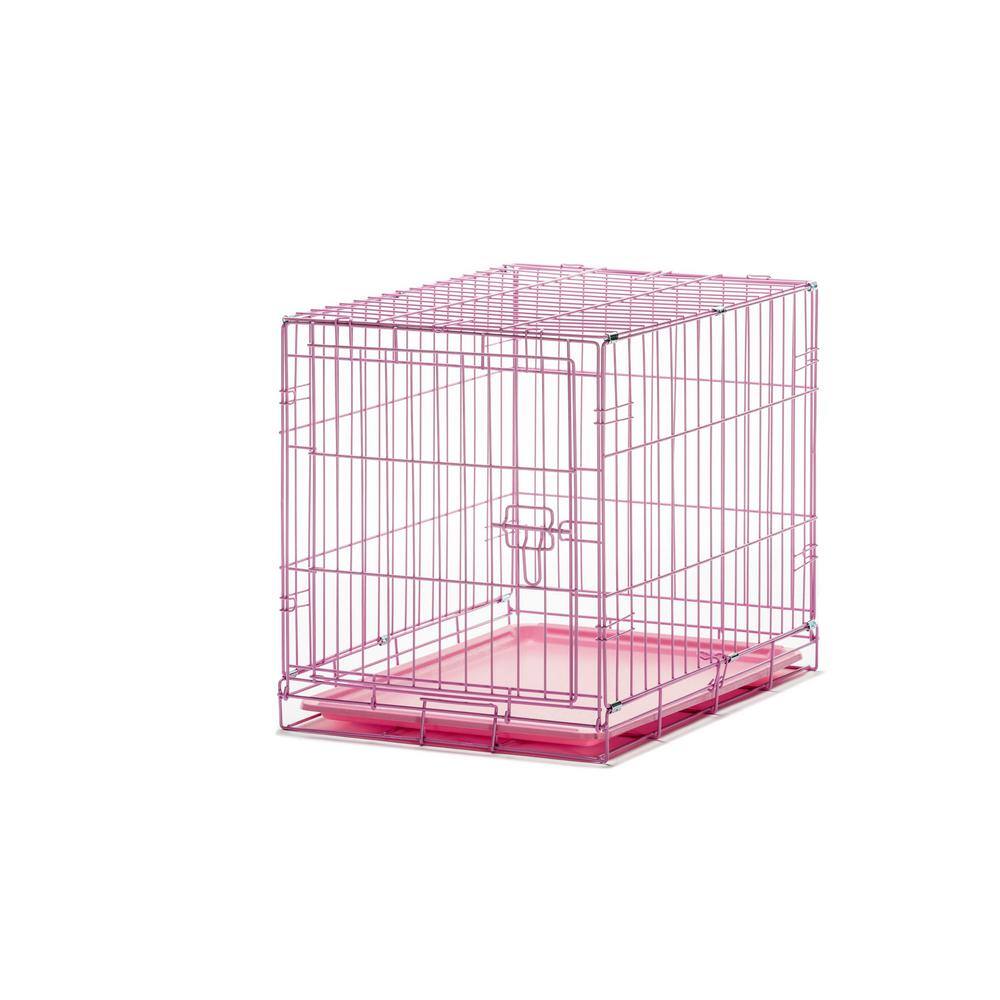 Carlson Pet Products Carlson Secure and Foldable Single Door Wire Dog Crate Pink Small 6007 DS The Home Depot