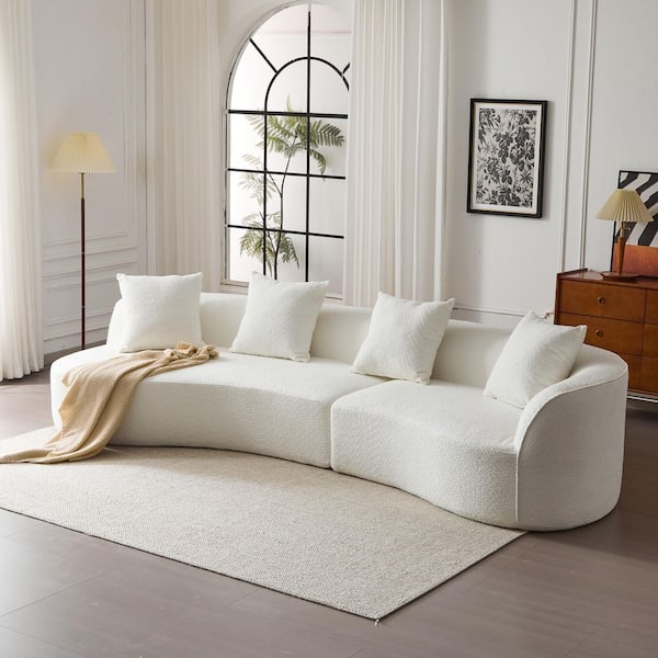 CHRISTOPHER KNIGHT HOME Haven 126.25 in. Modern Boucle Fabric Upholstered 5-Seater Sectional Sofa in. Beige with Pillows, Full Foam