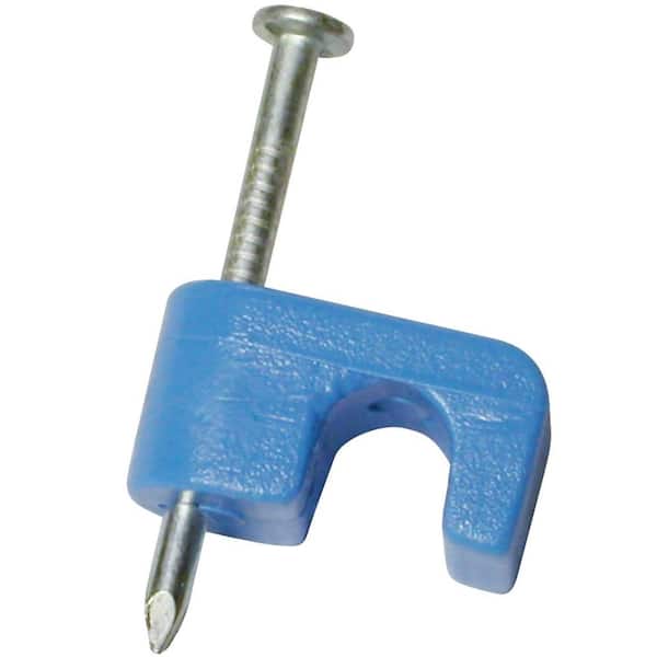 Gardner Bender 1/4 in. Polyethylene Clip-On Category 3 and 5 Data Cable Staple, Blue (100-Pack)