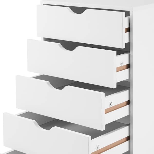 MAYKOOSH 5-Drawer White Wood 15.75 in. W Mobile File Cabinet with Drawers, Craft Storage Dresser Organizer Cabinet