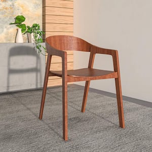 Rivo Modern Dining Chair in Oak Wood Contemporary Accent Armchair in Dark Natural