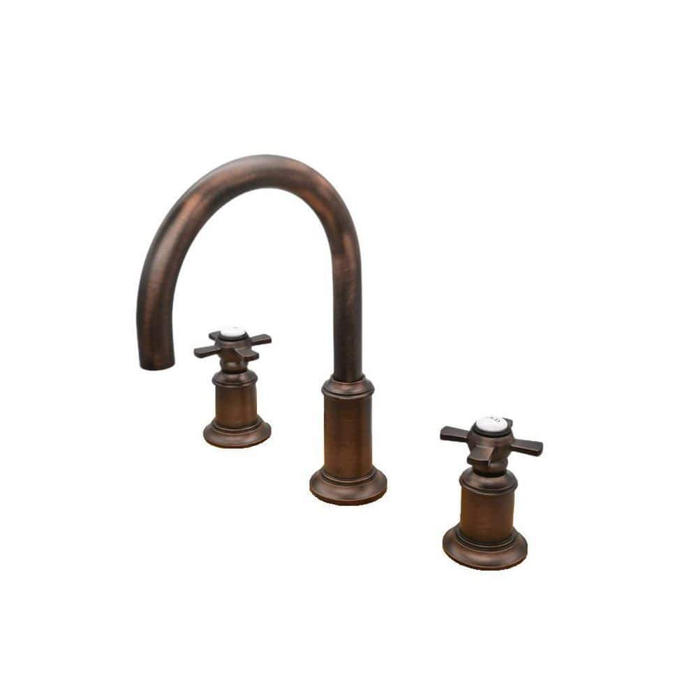 Napa 8 in. Widespread 2-Handle Gooseneck Bathroom Sink Faucet with Flat Cross Handles and Drain in Oil Rubbed Bronze price history on PriceWatchPro
