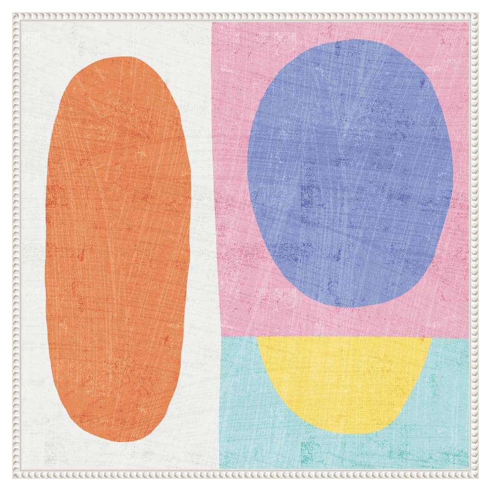 Pastel Abstract Geometric Canvas Art with White Frame