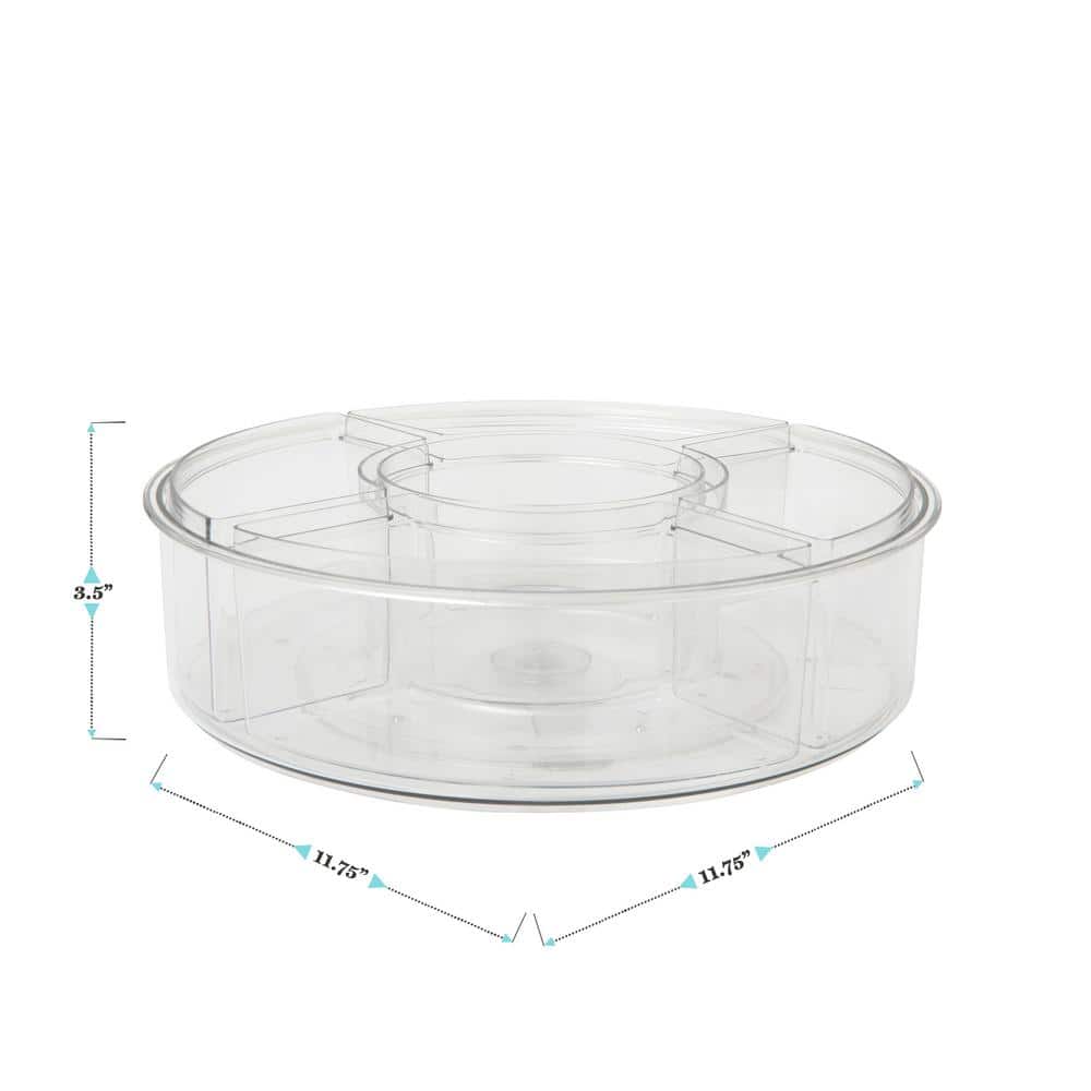 Clear Plastic 12-Inch Lazy Susan Organizer with Removable Bins