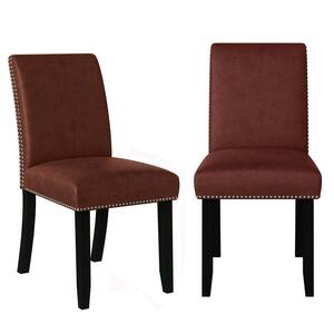 Stefan Burgundy Red Pebble Textured Fabric Side Chairs with Nailhead Trim (Set of 2)