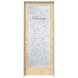24 in. x 80 in. Right Hand Recipe Pantry Frosted Glass Unfinished Wood Single Prehung Interior Door