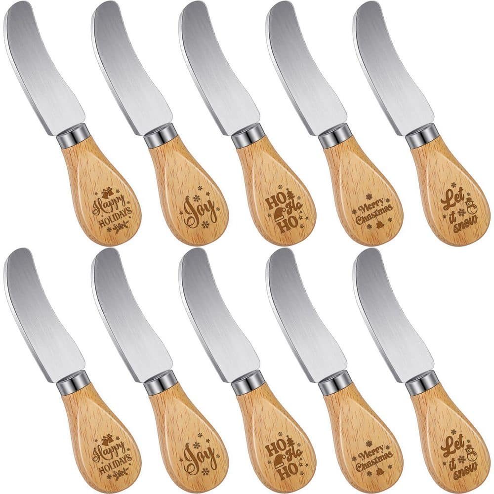 Set of 10 Christmas-Themed 5.1 in Stainless Steel Cheese Spreader Knives with Ergonomic Wooden Handles price history on PriceWatchPro