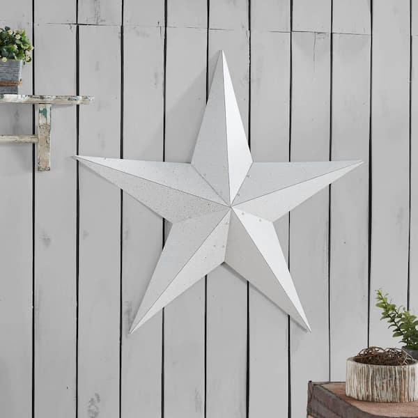 1-Piece 36 in. x 36 in. Speckled White Distressed Metal Star Wall Decor