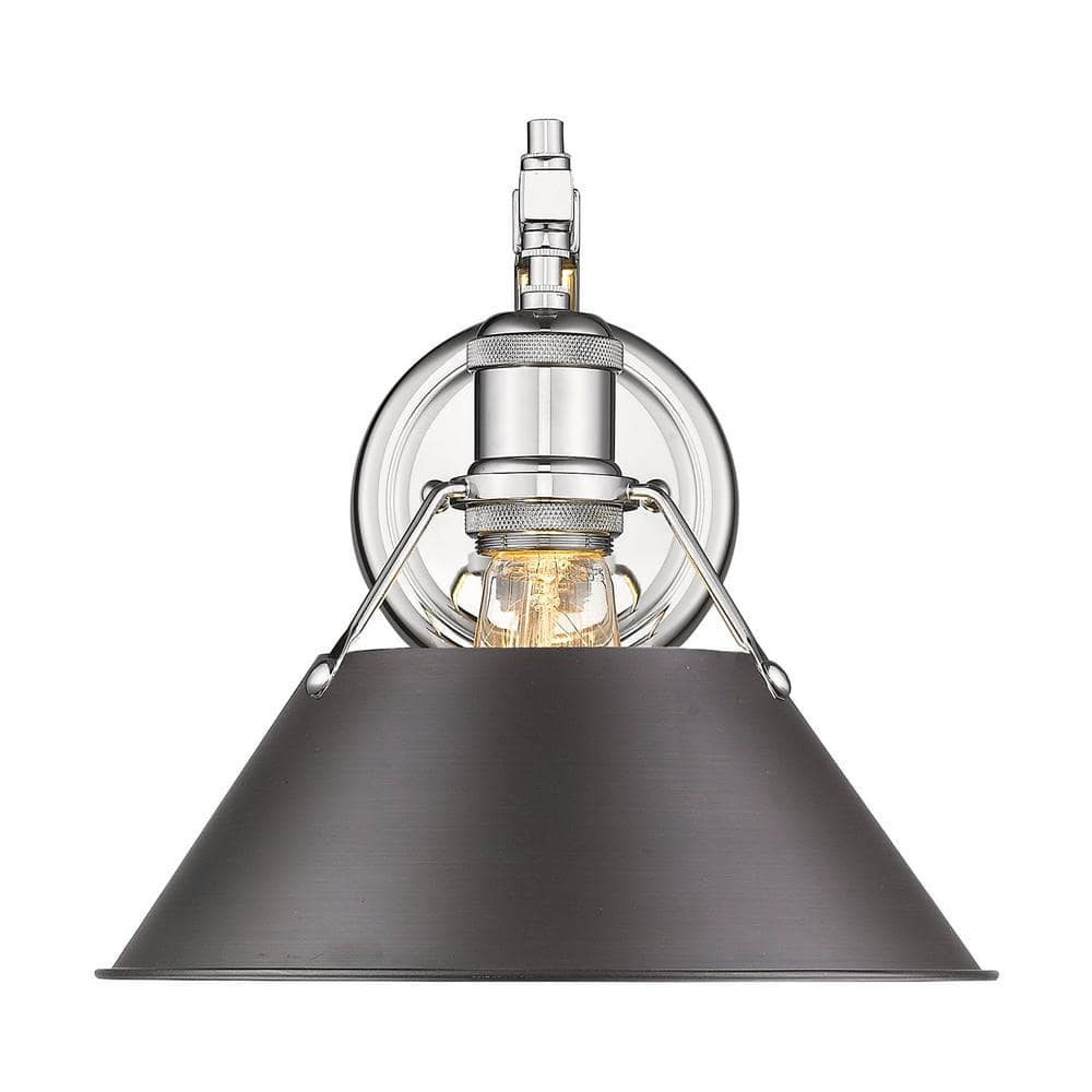 Orwell 1-Light Chrome with Rubbed Bronze Shade Wall Sconce price history on PriceWatchPro