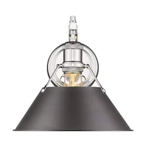 Orwell 1-Light Chrome with Rubbed Bronze Shade Wall Sconce