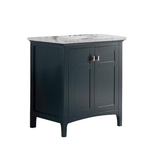 Bellaterra Home 31 in. W x 22 in. D x 34.5 in. H Single Bath Vanity in Dark Gray with Marble Vanity Top in White with White Basin