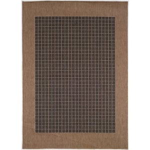 Recife Checkered Field Black-Cocoa 2 ft. x 4 ft. Indoor/Outdoor Area Rug