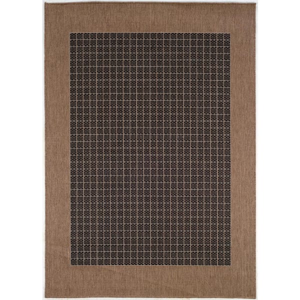 Recife Checkered Field Black-Cocoa 4 ft. x 5 ft. Indoor/Outdoor Area Rug