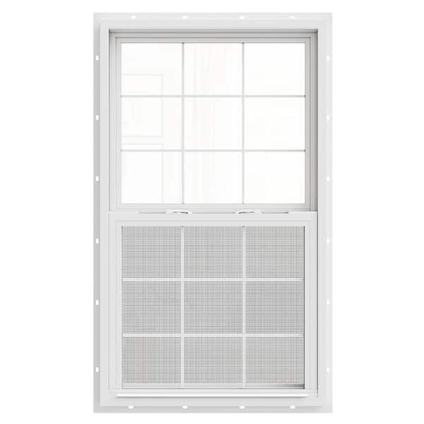 36 in. x 60 in. 62-Series Low-E Double Glazed Single Hung Vinyl Window with Grids Tempered Glass White NC/RPL