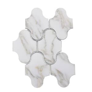Tuscan Design Calacatta Gold Swag Waterjet Mosaic 9 in. x 12 in. Marble Look Glass Wall Tile (0.52 Sq. ft./Sheet)