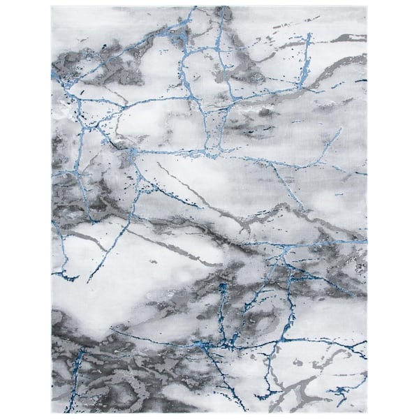SAFAVIEH Craft Ivory Gray/Blue 12 ft. x 15 ft. Distressed Abstract Area Rug