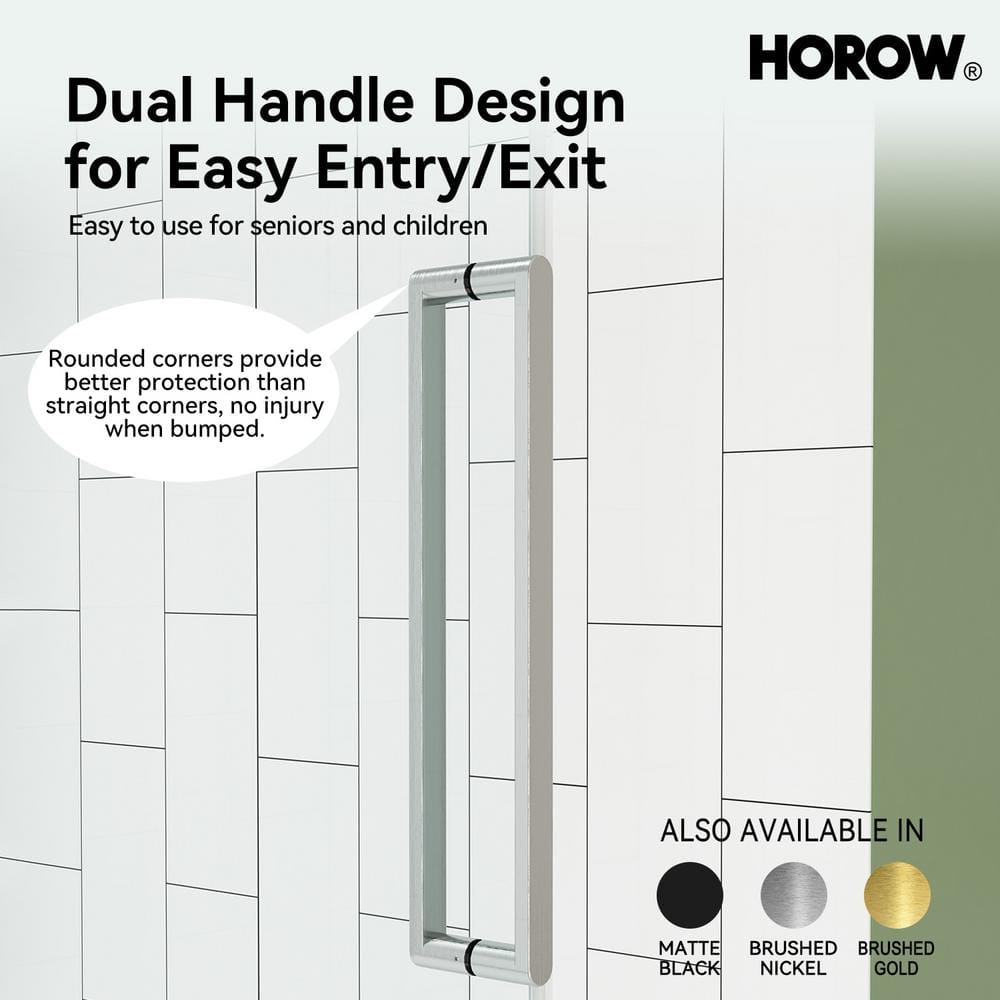 60" Frameless Clear Glass Sliding Shower Door with Brushed Nickel Finish