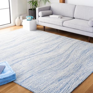 Metro Blue/Ivory 10 ft. x 14 ft. Abstract Waves Area Rug