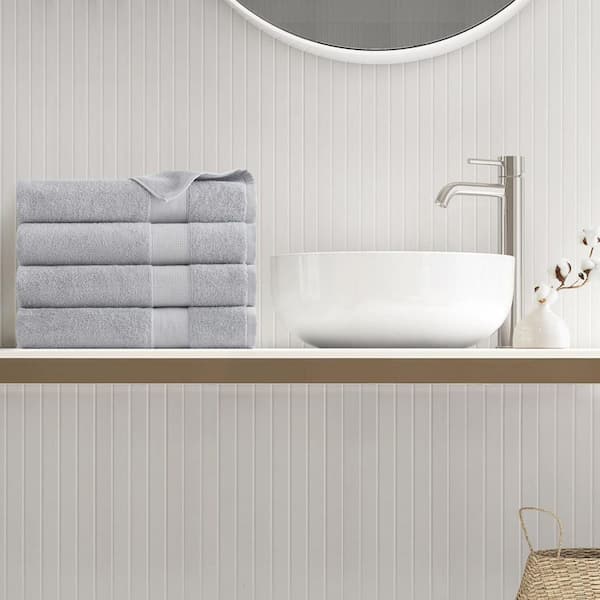 Premium Turkish Cotton 4-Piece Light Grey Solid Bath Towel Set