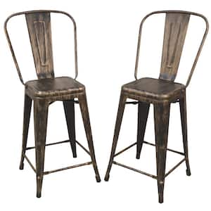 Adeline 24 in. Antique Copper Metal Counter Stool (Set of 2)